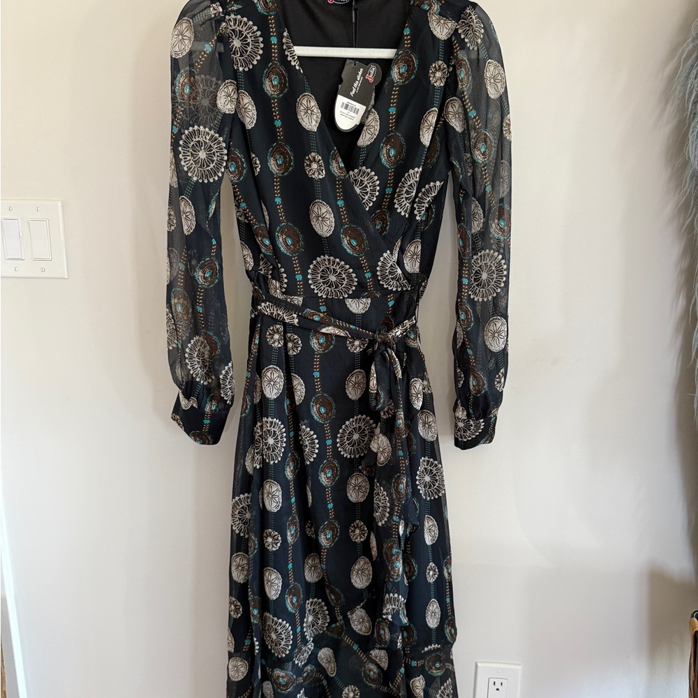 Elegant Black Concho Pattern Dress